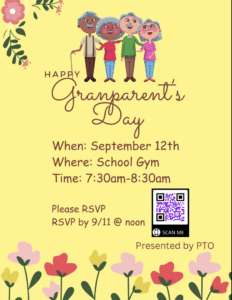 Flyer for Grandparents Day Breakfast with details on date and time