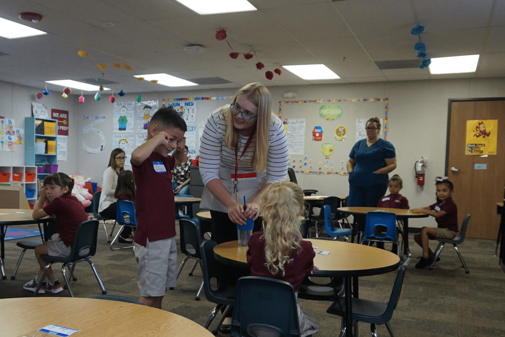 Teacher and students