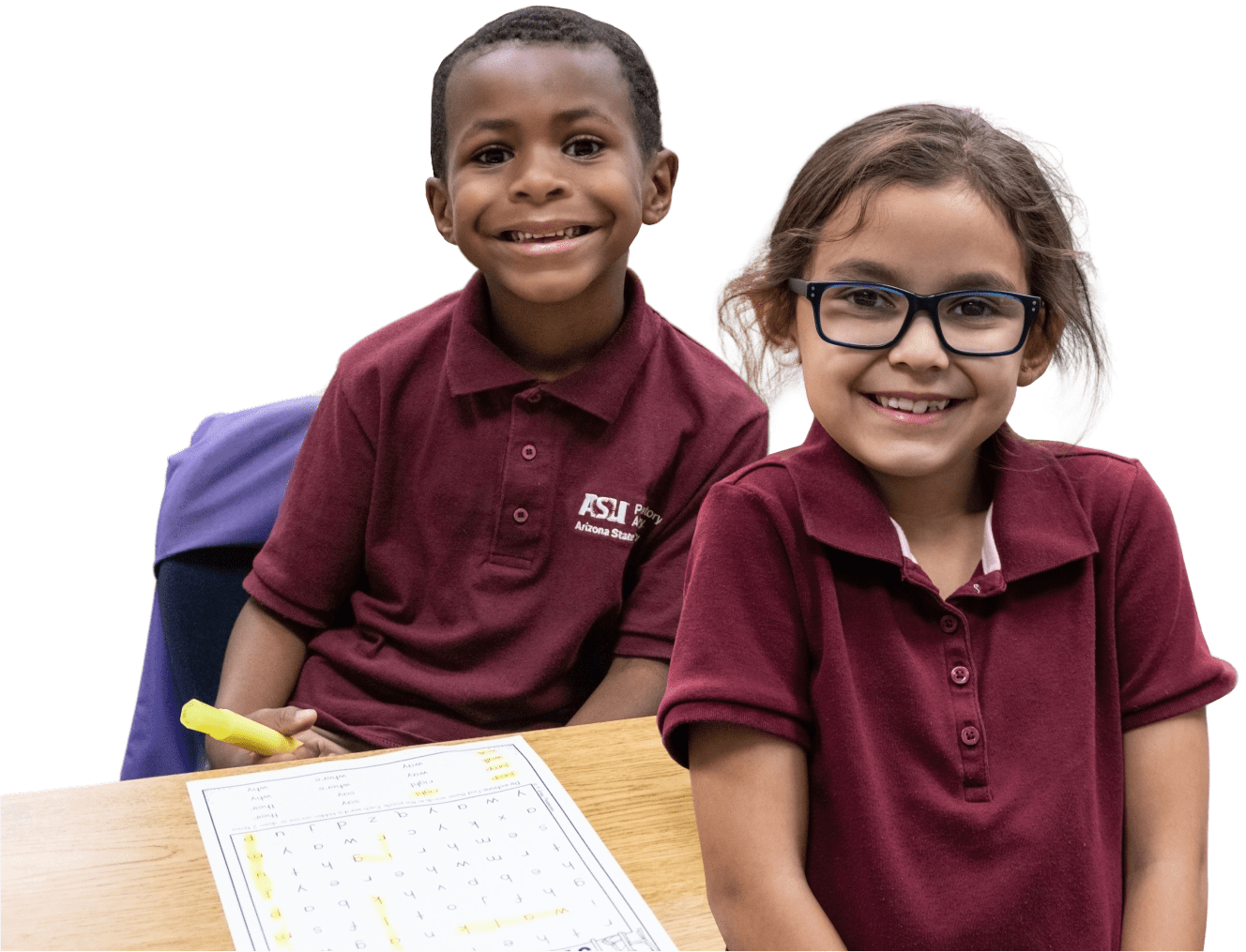 Two young, smiling students