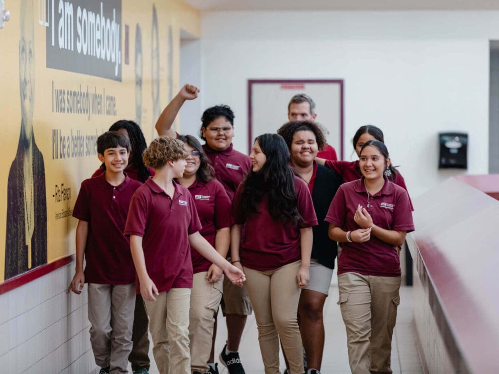 ASU Prep Phoenix Middle School students in hallway