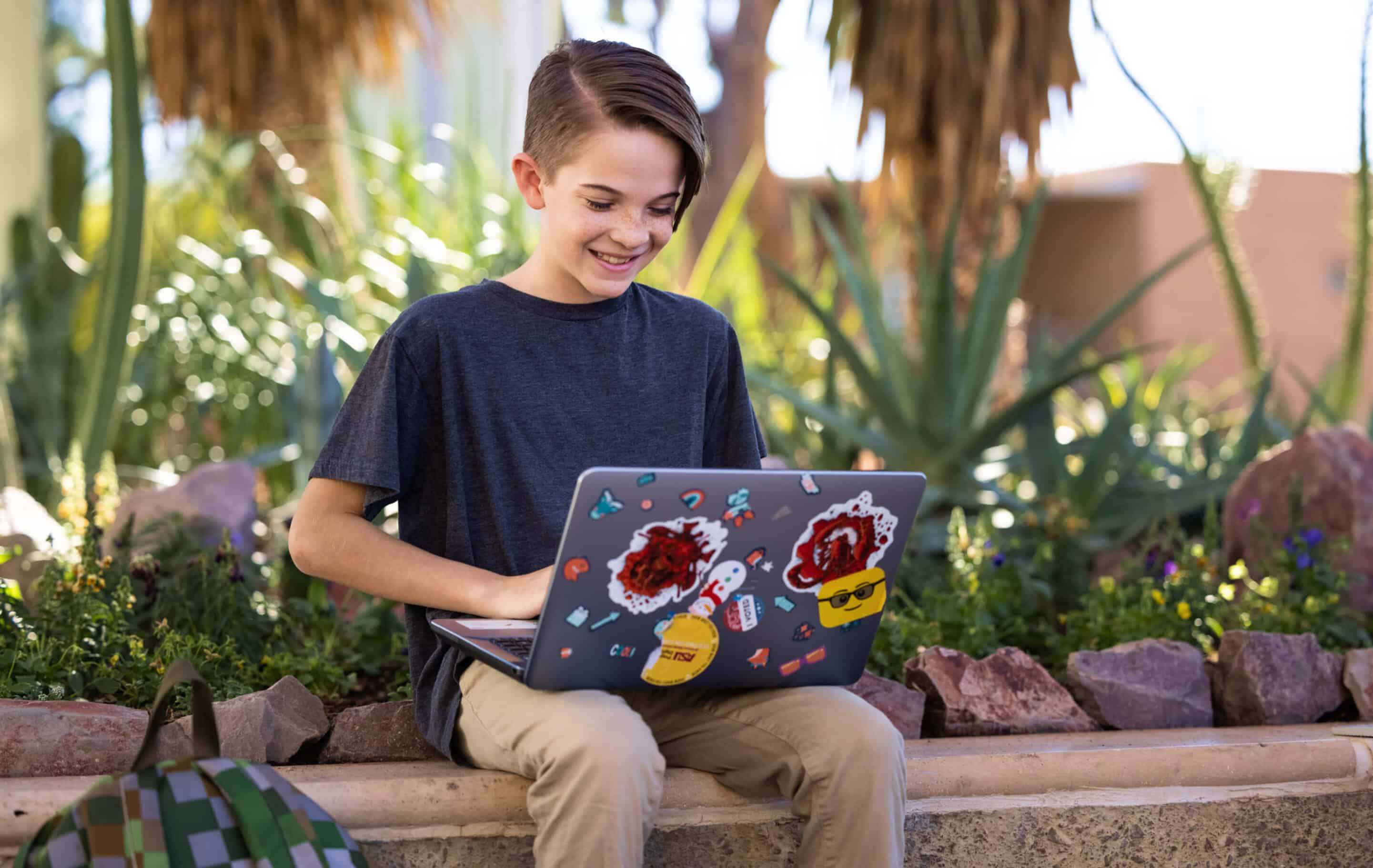 Student working on laptop