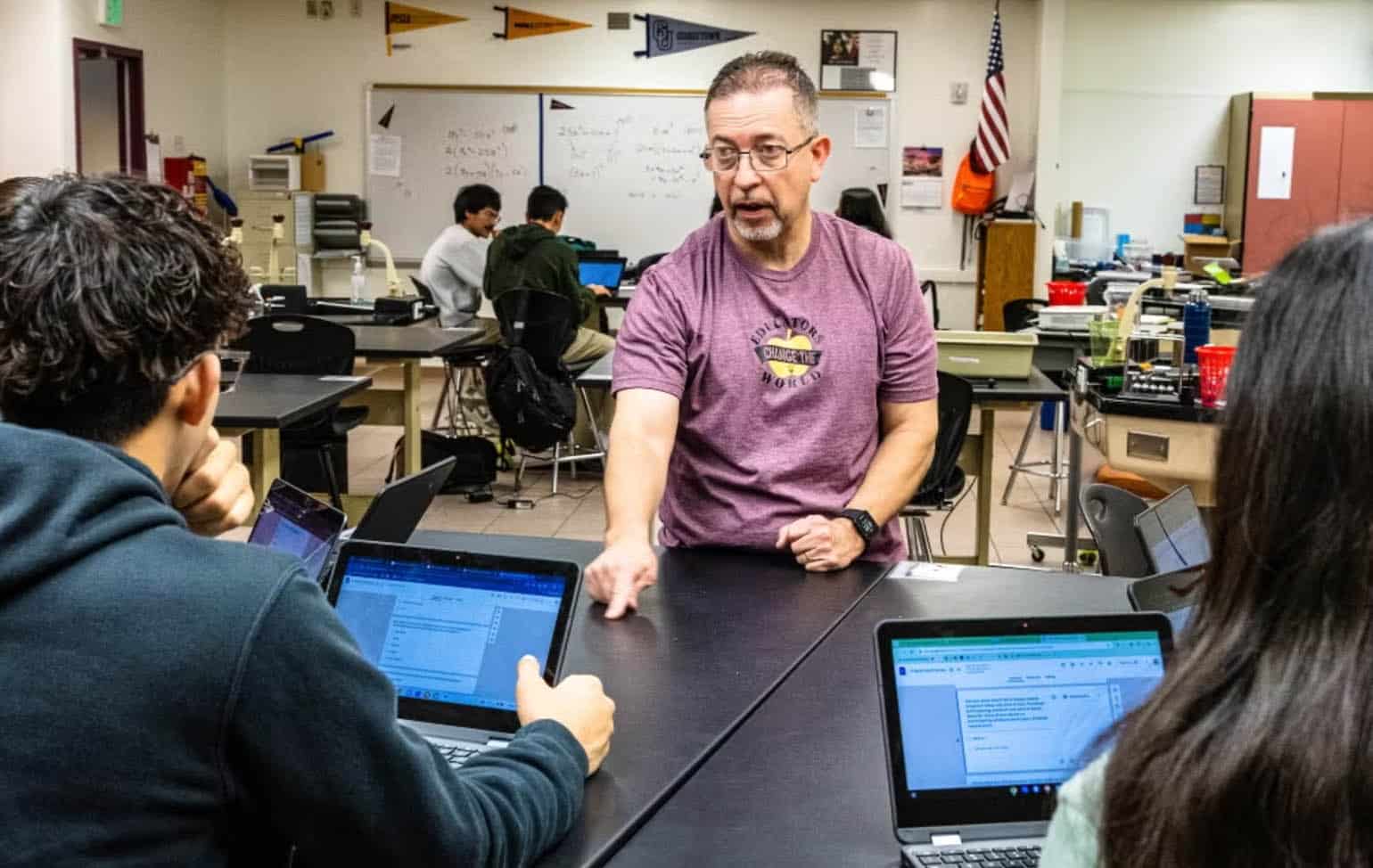 Teacher with students