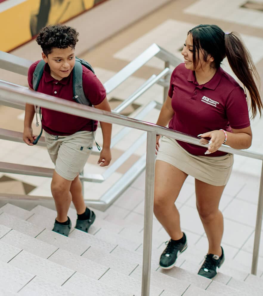 ASU Prep students walking in a hallway